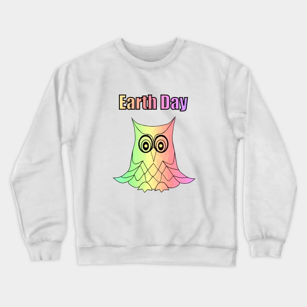 EARTH Day Celebration Cute Owl Crewneck Sweatshirt by SartorisArt1